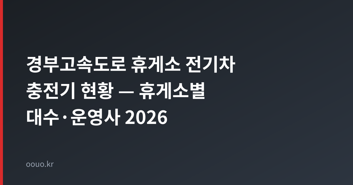 경부고속도로 휴게소 전기차 충전기 현황