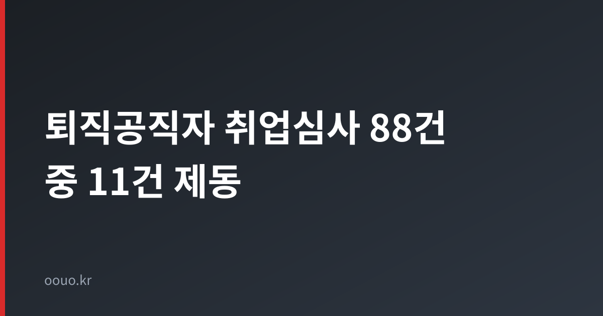 퇴직공직자 취업심사 88건 중 11건 제동